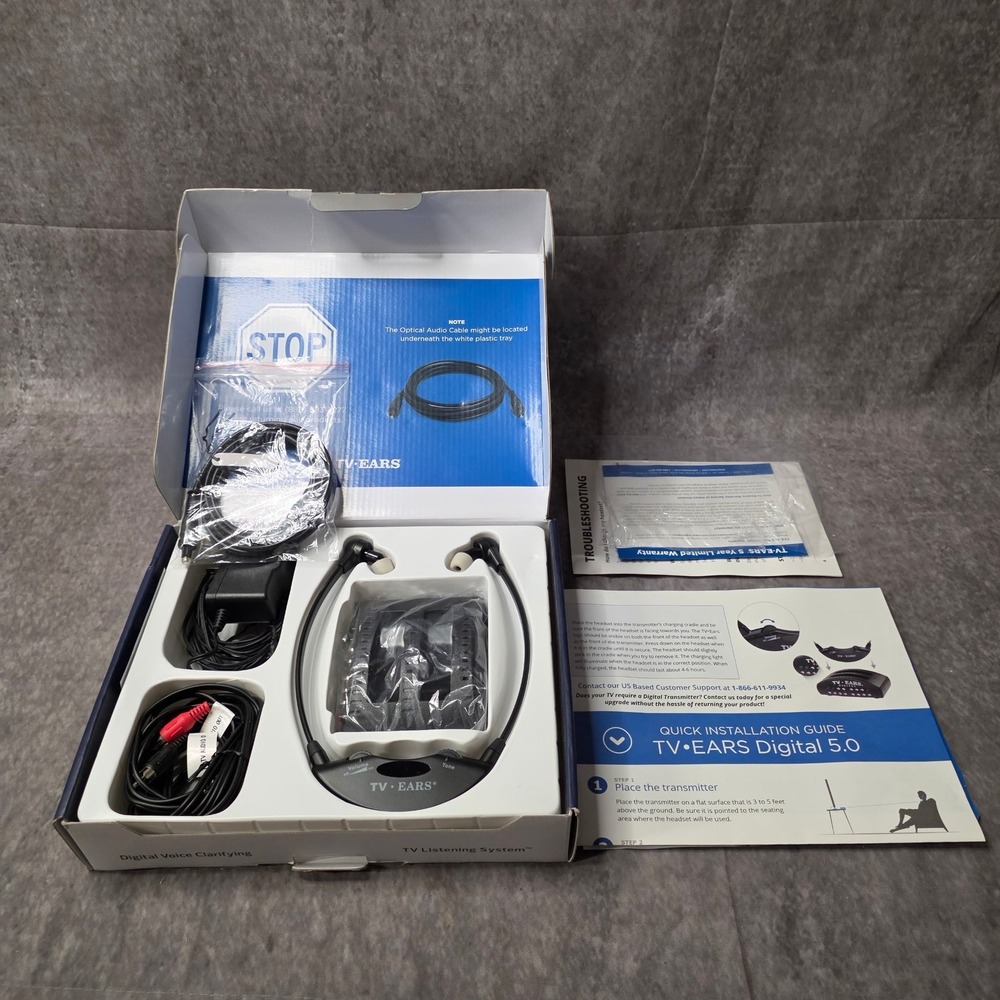 TV Ears 5.0 Digital Wireless Headset System For Seniors 11741 OPEN BOX